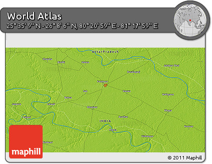 Physical 3D Map of the Area around 25° 51' 37" N, 80° 49' 29" E