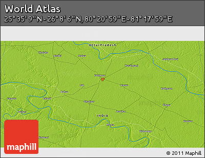 Physical 3D Map of the Area around 25° 51' 37" N, 80° 49' 29" E