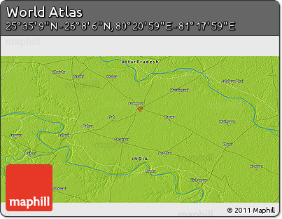 Physical 3D Map of the Area around 25° 51' 37" N, 80° 49' 29" E