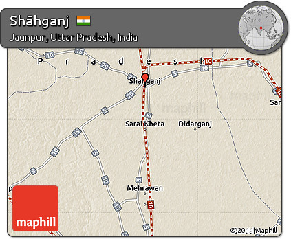 Shaded Relief Map of Shāhganj