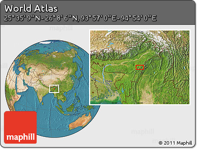 Satellite Location Map of the Area around 25° 51' 37" N, 94° 25' 30" E