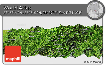 Satellite Panoramic Map of the Area around 25° 51' 37" N, 94° 25' 30" E