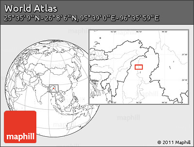 Blank Location Map of the Area around 25° 51' 37" N, 96° 7' 30" E