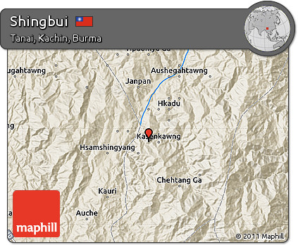 Shaded Relief Map of Shingbui