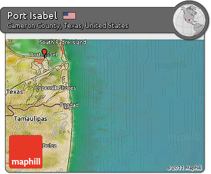Satellite 3D Map of Port Isabel