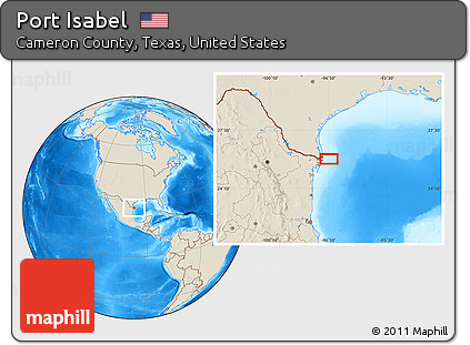 Shaded Relief Location Map of Port Isabel
