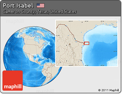 Shaded Relief Location Map of Port Isabel