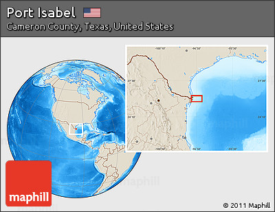 Shaded Relief Location Map of Port Isabel