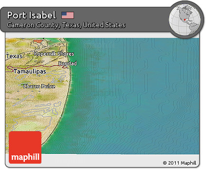 Satellite Panoramic Map of Port Isabel