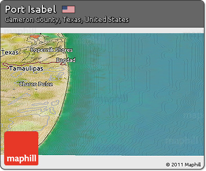 Satellite Panoramic Map of Port Isabel