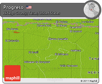 Physical Panoramic Map of Progreso