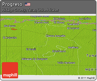 Physical Panoramic Map of Progreso