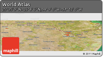 Satellite Panoramic Map of the Area around 25° 51' 37" N, 97° 40' 30" W