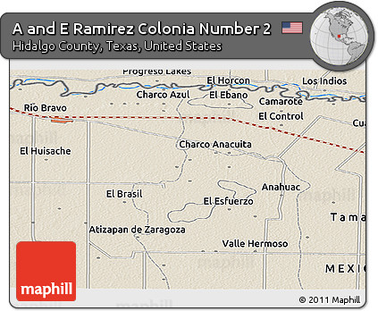 Shaded Relief Panoramic Map of a and E Ramirez Colonia Number 2