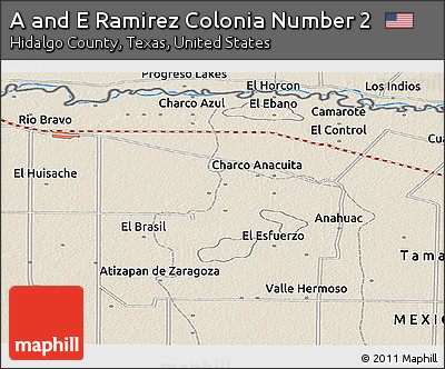Shaded Relief Panoramic Map of a and E Ramirez Colonia Number 2