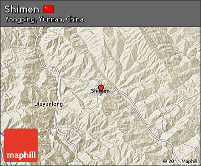 Shaded Relief 3D Map of Shimen