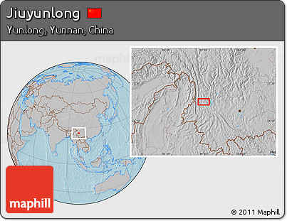 Gray Location Map of Jiuyunlong, hill shading