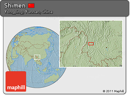 Savanna Style Location Map of Shimen, hill shading