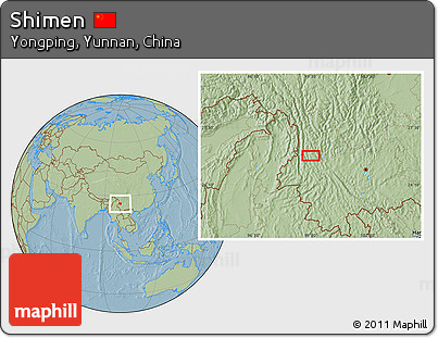 Savanna Style Location Map of Shimen, hill shading