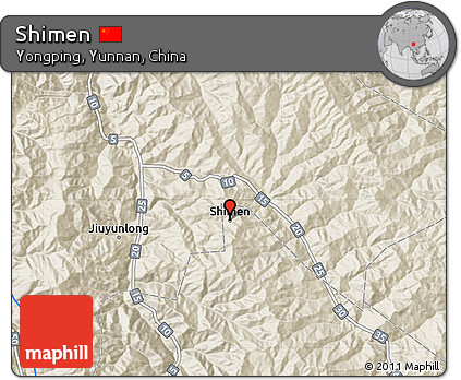 Shaded Relief Map of Shimen