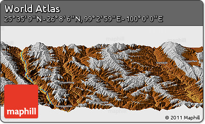 Physical Panoramic Map of the Area around 25° 51' 37" N, 99° 31' 30" E
