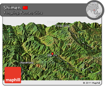 Satellite Panoramic Map of Shimen