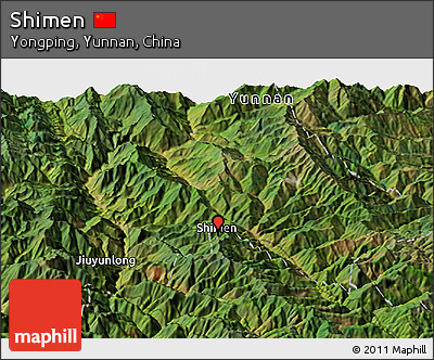 Satellite Panoramic Map of Shimen