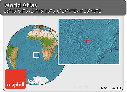 Satellite Location Map of the Area around 25° 2' 21" S, 0° 55' 29" E