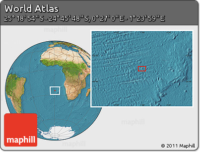 Satellite Location Map of the Area around 25° 2' 21" S, 0° 55' 29" E