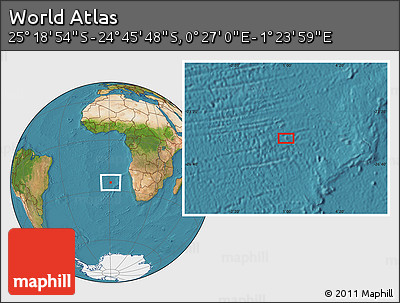 Satellite Location Map of the Area around 25° 2' 21" S, 0° 55' 29" E