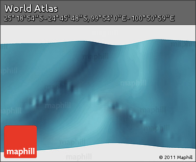 Satellite 3D Map of the Area around 25° 2' 21" S, 100° 22' 30" E