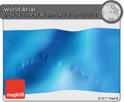 Shaded Relief 3D Map of the Area around 25° 2' 21" S, 100° 22' 30" E