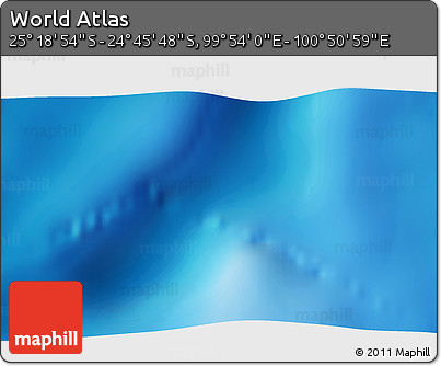Shaded Relief 3D Map of the Area around 25° 2' 21" S, 100° 22' 30" E