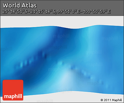 Shaded Relief 3D Map of the Area around 25° 2' 21" S, 100° 22' 30" E
