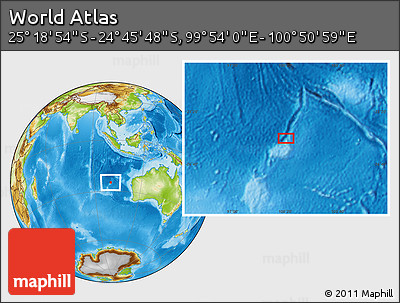 Physical Location Map of the Area around 25° 2' 21" S, 100° 22' 30" E