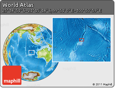 Physical Location Map of the Area around 25° 2' 21" S, 100° 22' 30" E