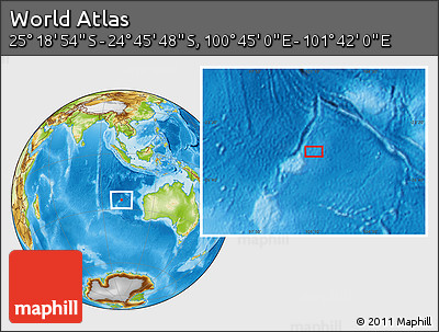 Physical Location Map of the Area around 25° 2' 21" S, 101° 13' 29" E