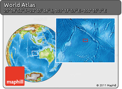 Physical Location Map of the Area around 25° 2' 21" S, 103° 46' 30" E