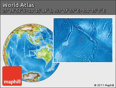 Physical Location Map of the Area around 25° 2' 21" S, 103° 46' 30" E