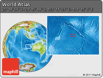 Physical Location Map of the Area around 25° 2' 21" S, 103° 46' 30" E