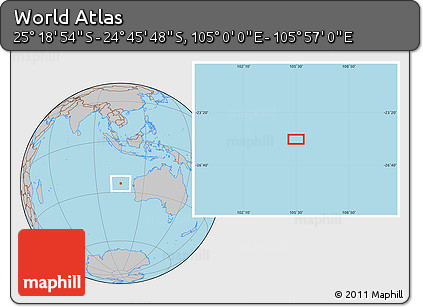Gray Location Map of the Area around 25° 2' 21" S, 105° 28' 29" E
