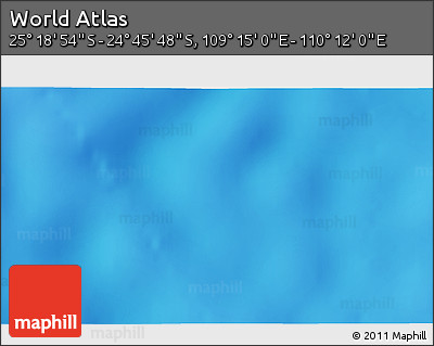Shaded Relief 3D Map of the Area around 25° 2' 21" S, 109° 43' 29" E