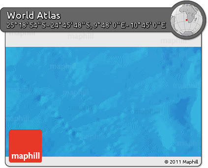 Shaded Relief 3D Map of the Area around 25° 2' 21" S, 10° 16' 30" E