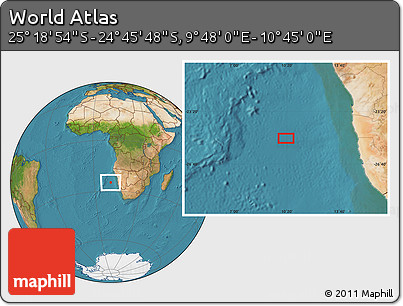Satellite Location Map of the Area around 25° 2' 21" S, 10° 16' 30" E