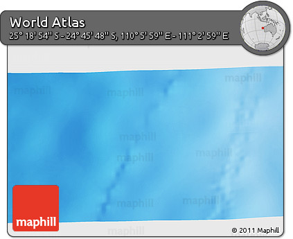 Physical 3D Map of the Area around 25° 2' 21" S, 110° 34' 29" E