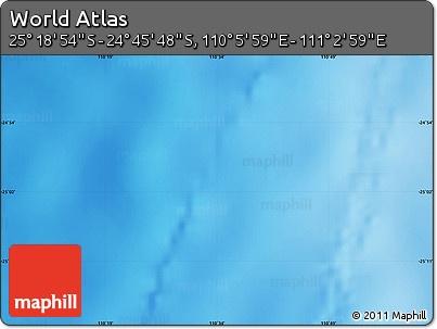 Physical Map of the Area around 25° 2' 21" S, 110° 34' 29" E