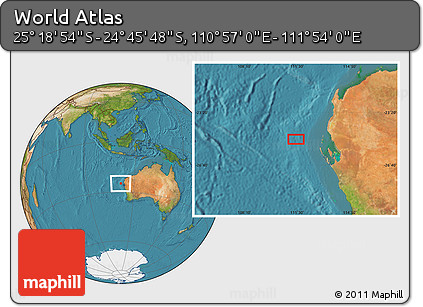 Satellite Location Map of the Area around 25° 2' 21" S, 111° 25' 30" E