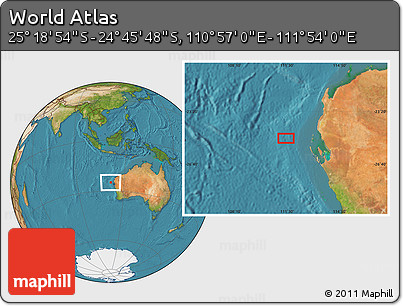 Satellite Location Map of the Area around 25° 2' 21" S, 111° 25' 30" E