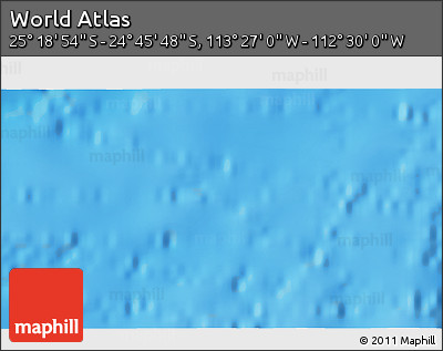 Physical 3D Map of the Area around 25° 2' 21" S, 112° 58' 29" W