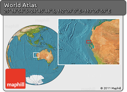 Satellite Location Map of the Area around 25° 2' 21" S, 113° 7' 30" E